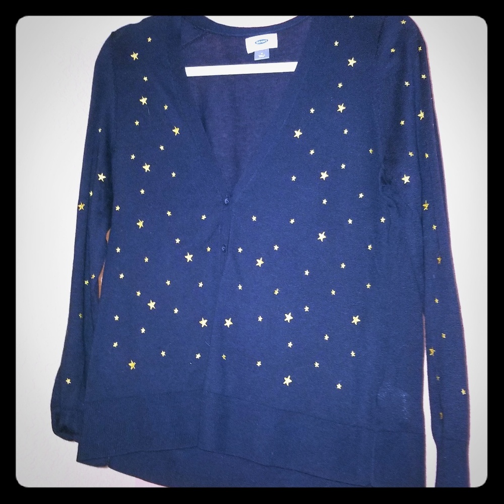 Navy blue old navy sweater with gold stars